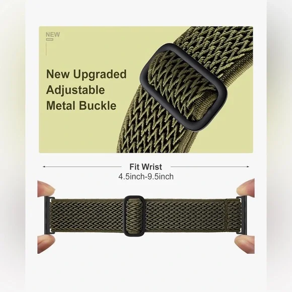 Solo Loop Army Green Watch Band with Metal Buckle - Picture 2 of 7